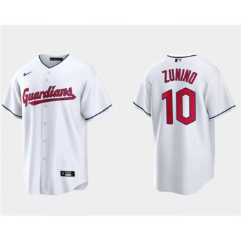 Men's Cleveland Guardians #10 Mike ZuNino White Cool Base Stitched Jersey Men's Cleveland Guardians #10 Mike ZuNino White Cool Base Stitched Jersey