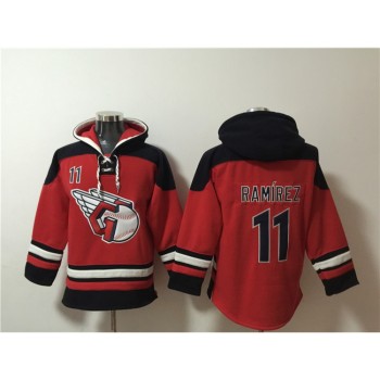 Men's Cleveland Guardians #11 Jose Ramirez Black/Red Ageless Must-Have Lace-Up Pullover Hoodie Men's Cleveland Guardians #11 Jose Ramirez Black/Red Ageless Must-Have Lace-Up Pullover Hoodie