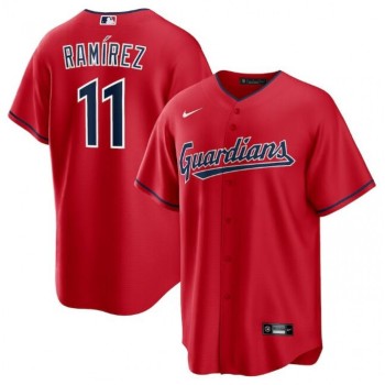 Men's Cleveland Guardians #11 Jose Ramirez Red Cool Base Stitched Baseball Jersey Men's Cleveland Guardians #11 Jose Ramirez Red Cool Base Stitched Baseball Jersey