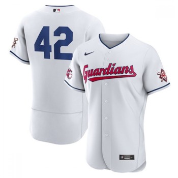Men's Cleveland Guardians #42 Jackie Robinson White Flex Base Stitched Jersey Men's Cleveland Guardians #42 Jackie Robinson White Flex Base Stitched Jersey