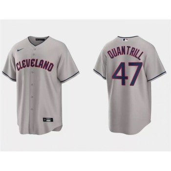 Men's Cleveland Guardians #47 Cal Quantrill Grey Cool Base Stitched Jersey Men's Cleveland Guardians #47 Cal Quantrill Grey Cool Base Stitched Jersey