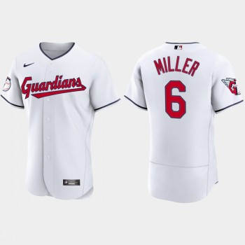 Men's Cleveland Guardians #6 Owen Miller White Flex Base Stitched Jersey Men's Cleveland Guardians #6 Owen Miller White Flex Base Stitched Jersey