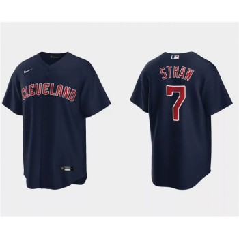 Men's Cleveland Guardians #7 Myles Straw Navy Cool Base Stitched Jersey Men's Cleveland Guardians #7 Myles Straw Navy Cool Base Stitched Jersey