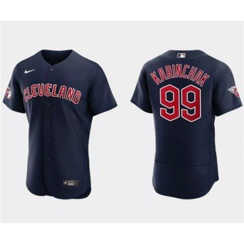 Men's Cleveland Guardians #99 James Karinchak Navy Flex Base Stitched Jersey Men's Cleveland Guardians #99 James Karinchak Navy Flex Base Stitched Jersey