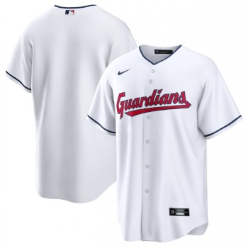 Men's Cleveland Guardians Blank White Cool Base Stitched Baseball Jersey Men's Cleveland Guardians Blank White Cool Base Stitched Baseball Jersey