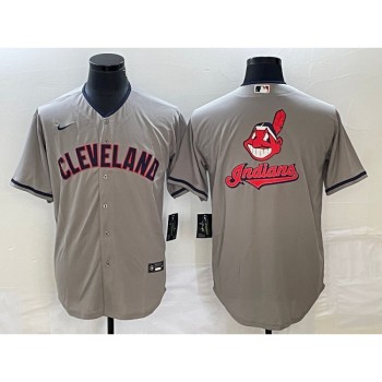 Men's Cleveland Guardians Grey Team Big Logo Cool Base Stitched Jersey Men's Cleveland Guardians Grey Team Big Logo Cool Base Stitched Jersey