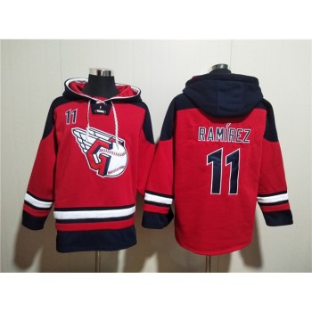 Men's Cleveland Guardians Jose Ramirez Red Lace-Up Pullover Hoodie Men's Cleveland Guardians Jose Ramirez Red Lace-Up Pullover Hoodie