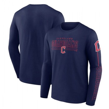 Men's Cleveland Guardians Navy Long Sleeve T-Shirt Men's Cleveland Guardians Navy Long Sleeve T-Shirt