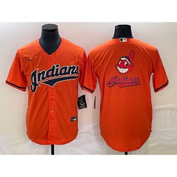 Men's Cleveland Guardians Orange Team Big Logo Cool Base Stitched Jersey Men's Cleveland Guardians Orange Team Big Logo Cool Base Stitched Jersey