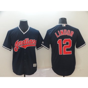 Men's Cleveland indians #12 Francisco Lindor Black Cool Base Stitched MLB Jersey Men's Cleveland indians #12 Francisco Lindor Black Cool Base Stitched MLB Jersey
