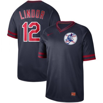 Men's Cleveland indians #12 Francisco Lindor Navy Cooperstown Collection Legend Stitched MLB Jersey Men's Cleveland indians #12 Francisco Lindor Navy Cooperstown Collection Legend Stitched MLB Jersey