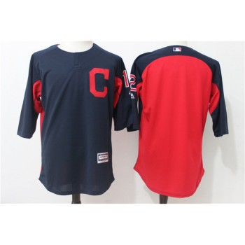 Men's Cleveland indians #12 Francisco Lindor Navy/Red Authentic Collection On-Field 3/4 Sleeve Batting Practice Stitched MLB Jersey Men's Cleveland indians #12 Francisco Lindor Navy/Red Authentic Collection On-Field 3/4 Sleeve Batting Practice Stitched MLB Jersey
