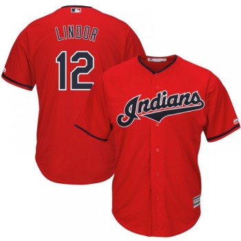 Men's Cleveland indians #12 Francisco Lindor Red Cool Base Stitched MLB Jersey Men's Cleveland indians #12 Francisco Lindor Red Cool Base Stitched MLB Jersey