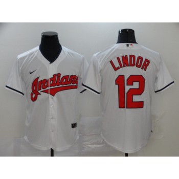 Men's Cleveland indians #12 Francisco Lindor White Cool Base Stitched MLB Jersey Men's Cleveland indians #12 Francisco Lindor White Cool Base Stitched MLB Jersey