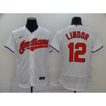 Men's Cleveland indians #12 Francisco Lindor White Flex Base Stitched MLB Jersey Men's Cleveland indians #12 Francisco Lindor White Flex Base Stitched MLB Jersey