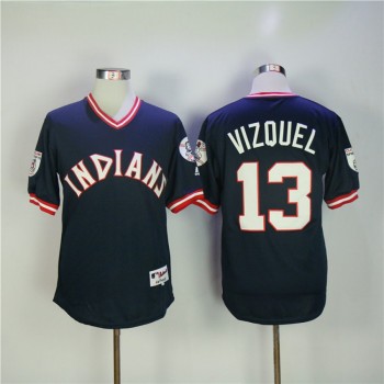 Men's Cleveland indians #13 Omar Vizquel Navy Turn Back The Clock Stitched MLB Jersey Men's Cleveland indians #13 Omar Vizquel Navy Turn Back The Clock Stitched MLB Jersey