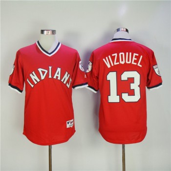 Men's Cleveland indians #13 Omar Vizquel Red Turn Back The Clock Throwback Stitched MLB Jersey Men's Cleveland indians #13 Omar Vizquel Red Turn Back The Clock Throwback Stitched MLB Jersey