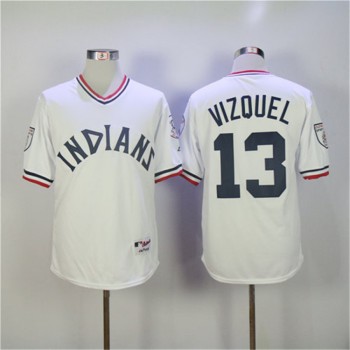 Men's Cleveland indians #13 Omar Vizquel White Pullover Cool Base Stitched MLB Jersey Men's Cleveland indians #13 Omar Vizquel White Pullover Cool Base Stitched MLB Jersey