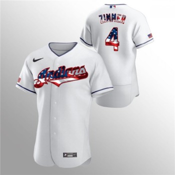 Men's Cleveland indians #4 Bradley Zimmer White 2020 Stars & Stripes Flex Base Stitched Jersey Men's Cleveland indians #4 Bradley Zimmer White 2020 Stars & Stripes Flex Base Stitched Jersey
