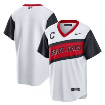 Men's Cleveland indians Blank 2021 White Little League Classic Home Cool Base Stitched Baseball Jersey Men's Cleveland indians Blank 2021 White Little League Classic Home Cool Base Stitched Baseball Jersey