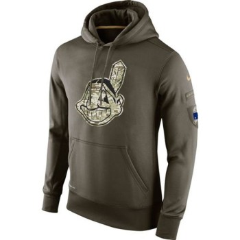Men's Cleveland indians Olive Salute To Service KO Performance Hoodie Men's Cleveland indians Olive Salute To Service KO Performance Hoodie