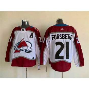 Men's Colorado Avalanche #21 Peter Forsberg White Stitched Jersey Men's Colorado Avalanche #21 Peter Forsberg White Stitched Jersey