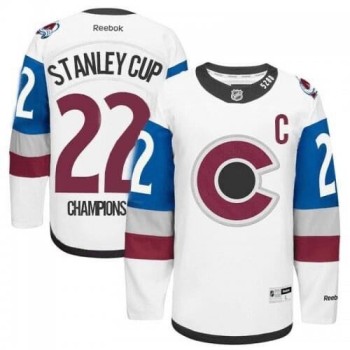 Men's Colorado Avalanche #22 Stanley Cup Champions 2022 White Stitched Jersey Men's Colorado Avalanche #22 Stanley Cup Champions 2022 White Stitched Jersey