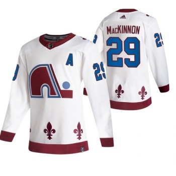 Men's Colorado Avalanche #29 Nathan MacKinnon 2020-21 White Reverse Retro Stitched Jersey Men's Colorado Avalanche #29 Nathan MacKinnon 2020-21 White Reverse Retro Stitched Jersey
