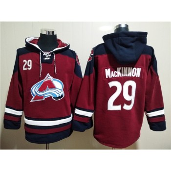 Men's Colorado Avalanche #29 Nathan MacKinnon Burgundy All Stitched Sweatshirt Hoodie Men's Colorado Avalanche #29 Nathan MacKinnon Burgundy All Stitched Sweatshirt Hoodie