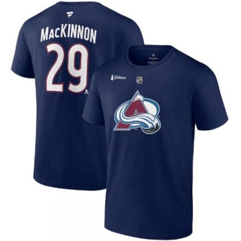 Men's Colorado Avalanche #29 Nathan MacKinnon Navy 2022 Stanley Cup Champions Authentic Stack Name & Number T-Shirt Men's Colorado Avalanche #29 Nathan MacKinnon Navy 2022 Stanley Cup Champions Authentic Stack Name & Number T-Shirt