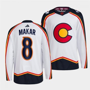 Men's Colorado Avalanche #8 Cale Makar White 2022-23 Reverse Retro Stitched Jersey Men's Colorado Avalanche #8 Cale Makar White 2022-23 Reverse Retro Stitched Jersey