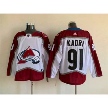 Men's Colorado Avalanche #91 Nazem Kadri White Stitched Jersey Men's Colorado Avalanche #91 Nazem Kadri White Stitched Jersey