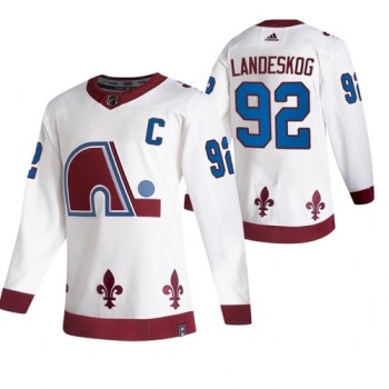 Men's Colorado Avalanche #92 Gabriel Landeskog 2020-21 White Reverse Retro Stitched Jersey Men's Colorado Avalanche #92 Gabriel Landeskog 2020-21 White Reverse Retro Stitched Jersey