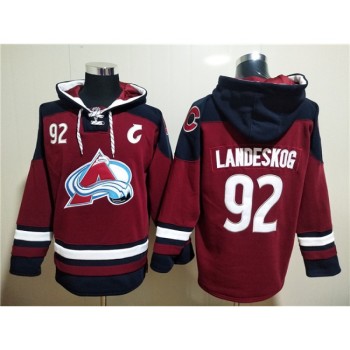 Men's Colorado Avalanche #92 Gabriel Landeskog Burgundy All Stitched Sweatshirt Hoodie Men's Colorado Avalanche #92 Gabriel Landeskog Burgundy All Stitched Sweatshirt Hoodie