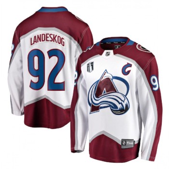 Men's Colorado Avalanche #92 Gabriel Landeskog White 2022 Stanley Cup Final Patch Stitched Jersey Men's Colorado Avalanche #92 Gabriel Landeskog White 2022 Stanley Cup Final Patch Stitched Jersey