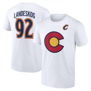 Men's Colorado Avalanche #92 Gabriel Landeskog White T-Shirt Men's Colorado Avalanche #92 Gabriel Landeskog White T-Shirt