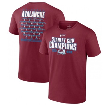 Men's Colorado Avalanche Burgundy 2022 Stanley Cup Champions Jersey Roster T-Shirt Men's Colorado Avalanche Burgundy 2022 Stanley Cup Champions Jersey Roster T-Shirt