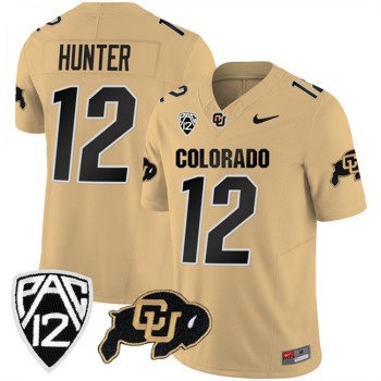 Men's Colorado Buffaloes #12 Travis Hunter Gold 2023 F.U.S.E. With PAC-12 Patch Stitched Football Jersey Men's Colorado Buffaloes #12 Travis Hunter Gold 2023 F.U.S.E. With PAC-12 Patch Stitched Football Jersey