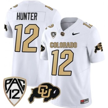 Men's Colorado Buffaloes #12 Travis Hunter White 2023 F.U.S.E. With PAC-12 Patch Stitched Football Jersey Men's Colorado Buffaloes #12 Travis Hunter White 2023 F.U.S.E. With PAC-12 Patch Stitched Football Jersey