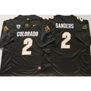 Men's Colorado Buffaloes #2 Shedeur Sanders Black With PAC-12 Patch Stitched Football Jersey Men's Colorado Buffaloes #2 Shedeur Sanders Black With PAC-12 Patch Stitched Football Jersey