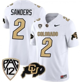Men's Colorado Buffaloes #2 Shedeur Sanders White 2023 F.U.S.E. With PAC-12 Patch Stitched Football Jersey Men's Colorado Buffaloes #2 Shedeur Sanders White 2023 F.U.S.E. With PAC-12 Patch Stitched Football Jersey
