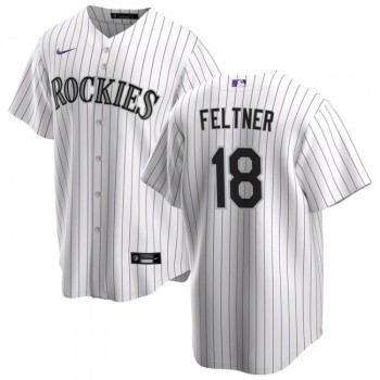 Men's Colorado Rockies #18 Ryan Feltner White Stitched Baseball Jersey Men's Colorado Rockies #18 Ryan Feltner White Stitched Baseball Jersey