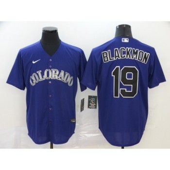 Men's Colorado Rockies #19 Charlie Blackmon Blue Cool Base Stitched MLB Jersey