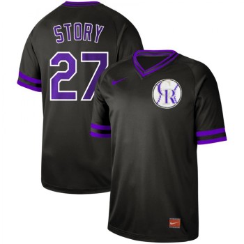 Men's Colorado Rockies #27 Trevor Story Black Cooperstown Collection Legend Stitched MLB Jersey Men's Colorado Rockies #27 Trevor Story Black Cooperstown Collection Legend Stitched MLB Jersey
