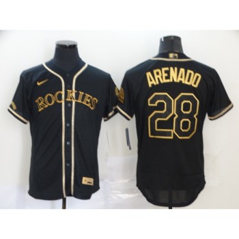 Men's Colorado Rockies #28 Nolan Arenado 2020 Black Golden Flex Base Stitched MLB Jersey Men's Colorado Rockies #28 Nolan Arenado 2020 Black Golden Flex Base Stitched MLB Jersey