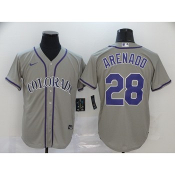 Men's Colorado Rockies #28 Nolan Arenado Grey Cool Base Stitched MLB Jersey Men's Colorado Rockies #28 Nolan Arenado Grey Cool Base Stitched MLB Jersey