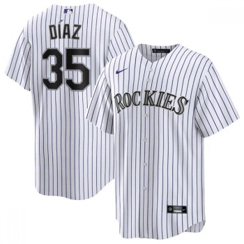 Men's Colorado Rockies #35 Elias Diaz White Cool Base Stitched Baseball Jersey Men's Colorado Rockies #35 Elias Diaz White Cool Base Stitched Baseball Jersey
