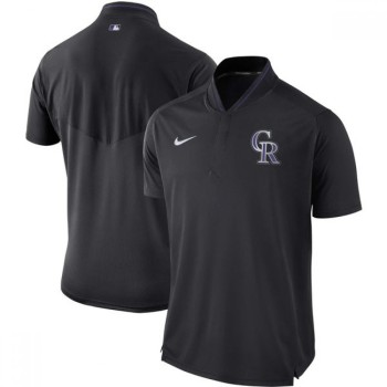 Men's Colorado Rockies Black Authentic Collection Elite Performance Polo Men's Colorado Rockies Black Authentic Collection Elite Performance Polo