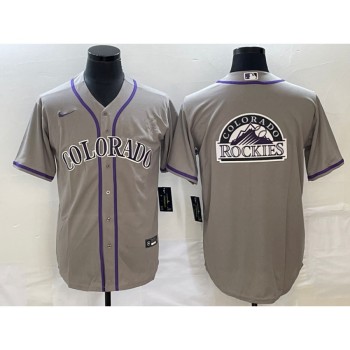 Men's Colorado Rockies Grey Team Big Logo Stitched Baseball Jersey Men's Colorado Rockies Grey Team Big Logo Stitched Baseball Jersey