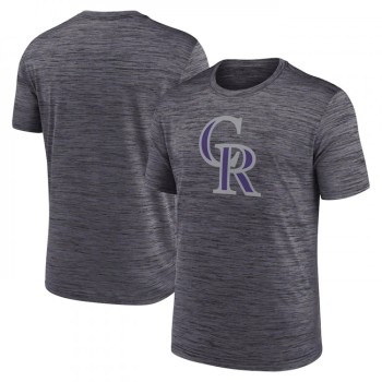 Men's Colorado Rockies Grey Team Logo Velocity Performance T-Shirt Men's Colorado Rockies Grey Team Logo Velocity Performance T-Shirt